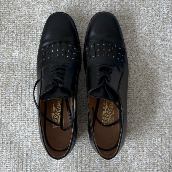 Ferragamo Leather (Fringe Trim Accent) Oxford Shoes - Picture 2 of 6